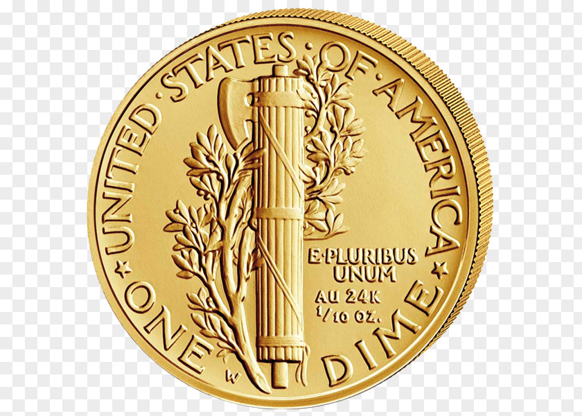 5 Dime Coin Gold Mercury PNG