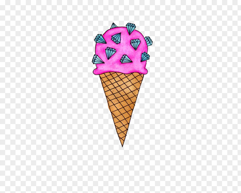 Cartoon Ice Cream Drawing Diamond Illustration PNG