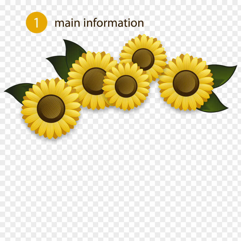 Yellow Sunflower Background Vector Material Euclidean Flower PNG