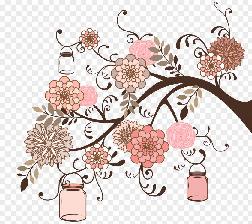 Mason Jar Flower Floral Design Art PNG
