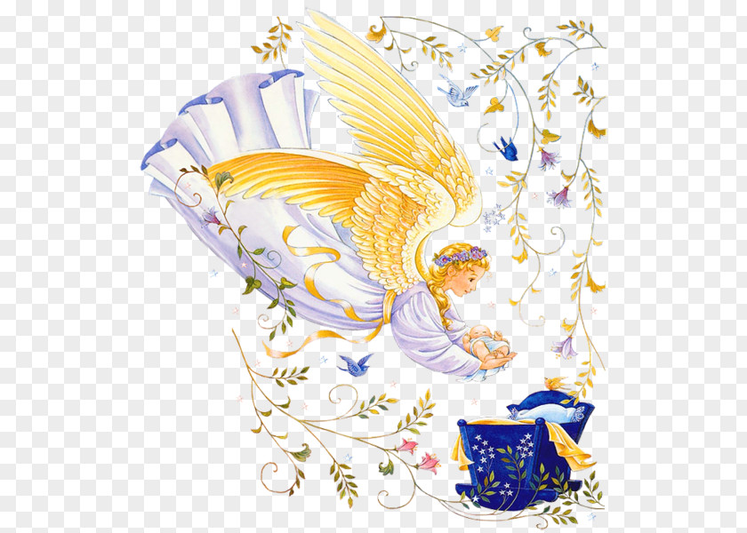 Angel Painted Vines Michael Infant Clip Art PNG