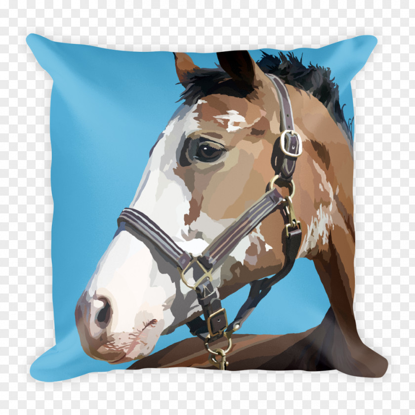 Hand-painted Square Bridle Horse Stallion Pillow Halter PNG