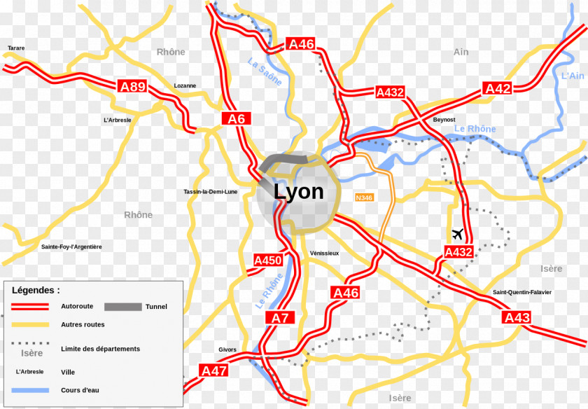 Map Lyon Road Controlled-access Highway Autoroutes Of France PNG