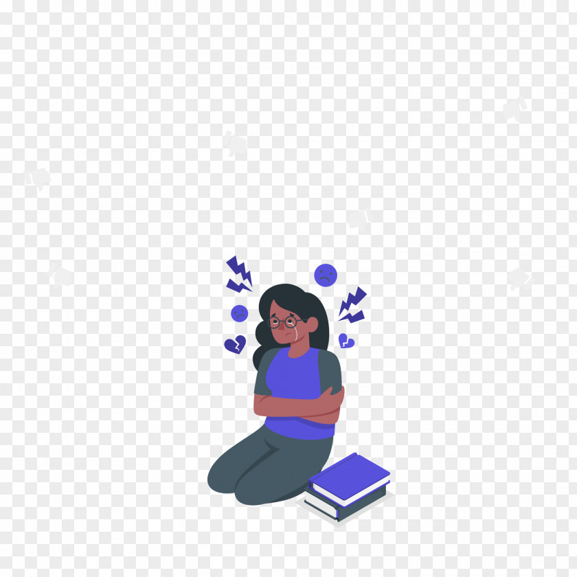 Cobalt Blue Cartoon Line Sitting Text PNG