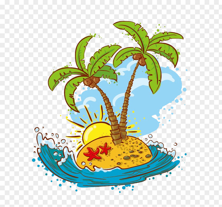 Summer Beach Scenes Coconut Image Vector Graphics Download PNG