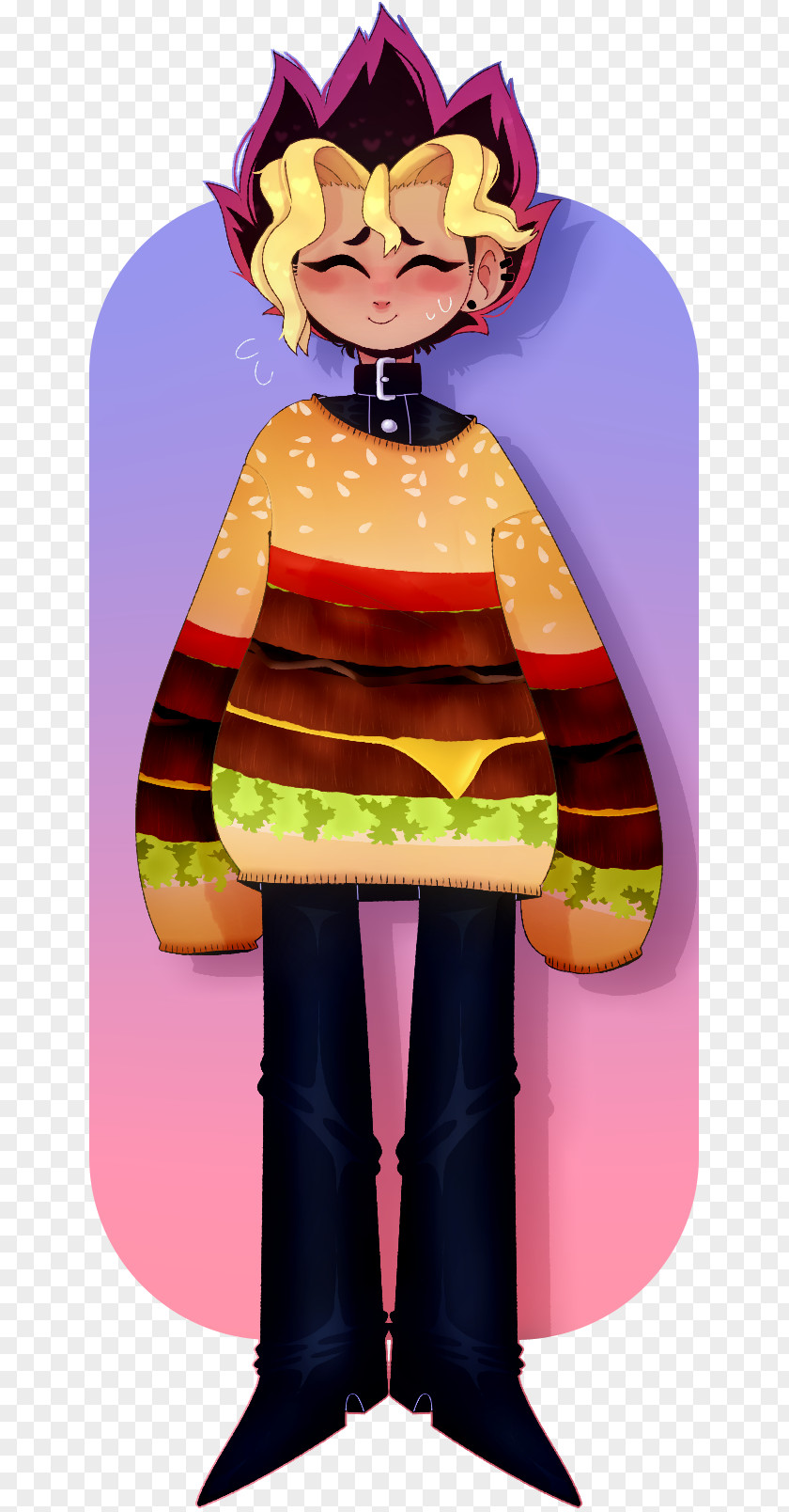 Cheeseburger Sweater Illustration Cartoon Purple Costume Character PNG