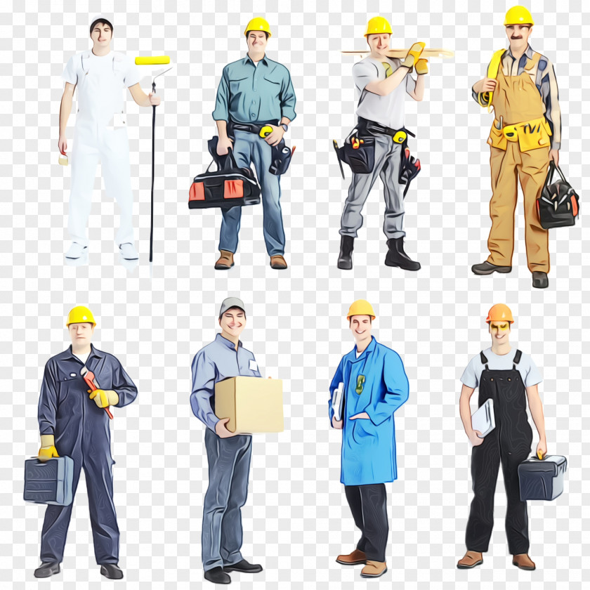 Construction Worker Personal Protective Equipment Standing Figurine Action Figure Workwear Uniform PNG