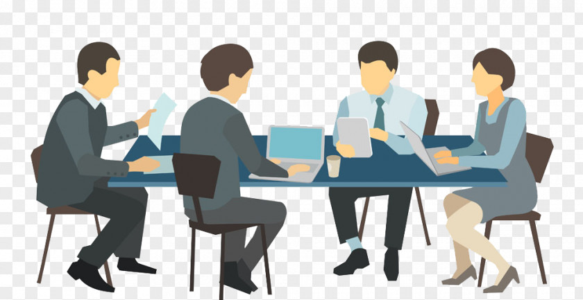 Business People Meeting Desk Illustration PNG