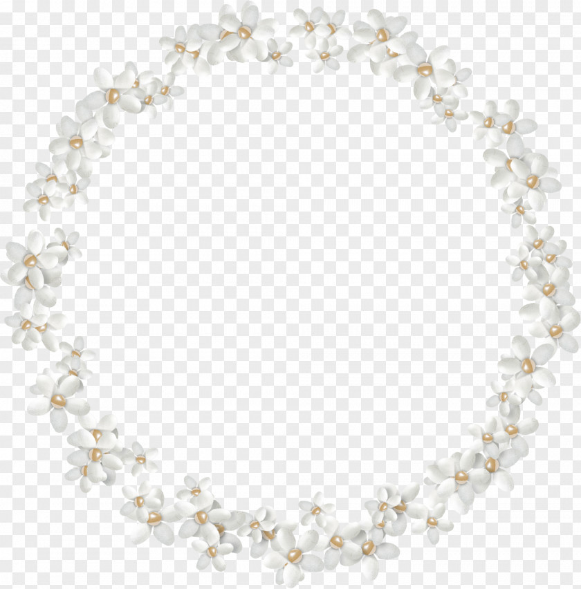 White Flowers Circle Pattern Paper Clip Art PNG