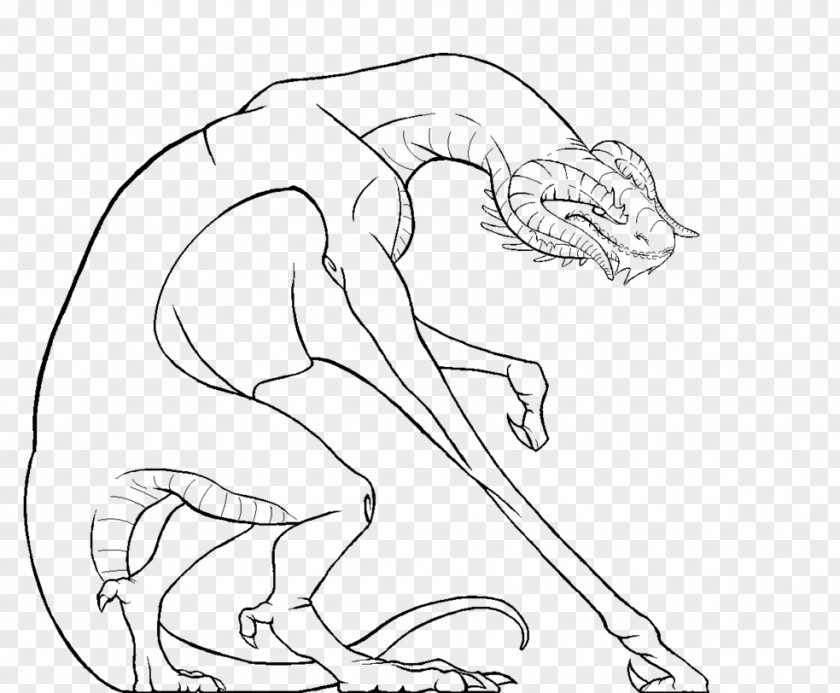 Dragon Line Art Carnivora Figure Drawing Cartoon PNG