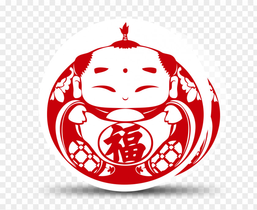 Fuwa Doll Wufu New Year Picture Antithetical Couplet Papercutting PNG