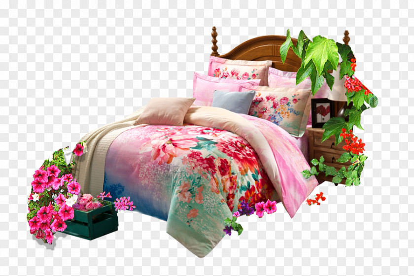 Home Bed Quilts Flowers Quilt Furniture Blanket PNG