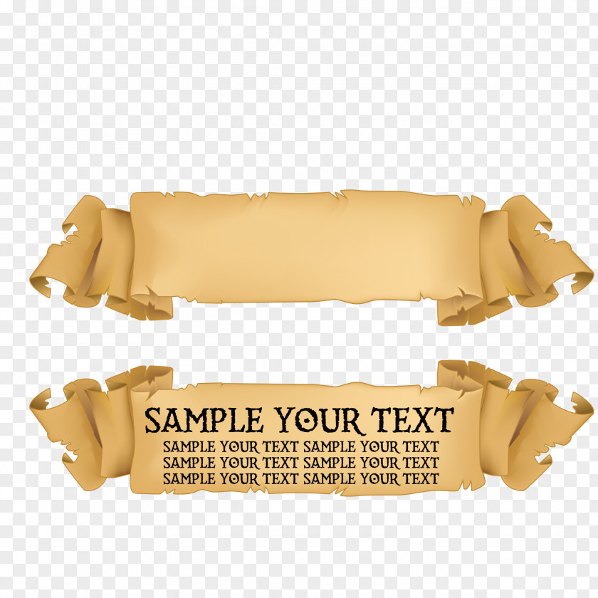 Retro Kraft Paper Title Box Scroll Banner Adobe Illustrator PNG