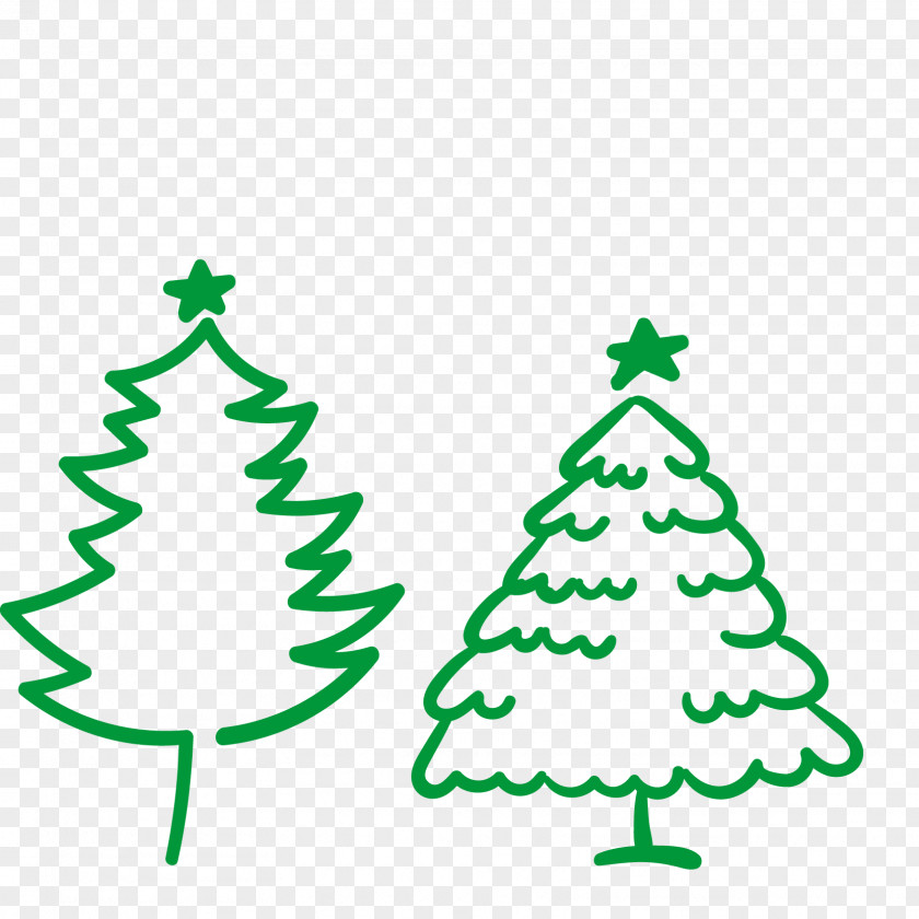 Two Simple Christmas Tree Vector Illustration PNG