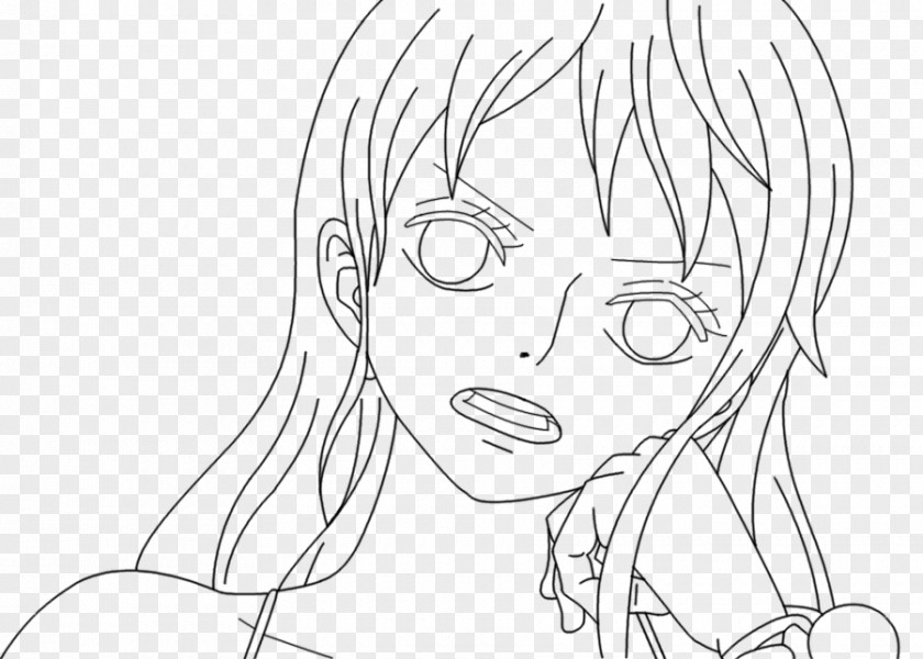 One Piece Nami Line Art Drawing Sketch PNG