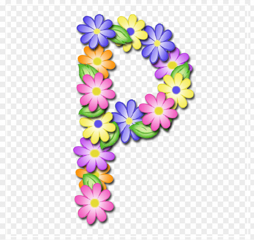 Pastel Flowers Alphabet Letter Digital Data PNG