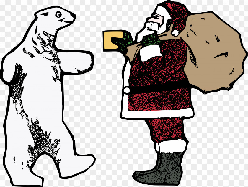 Polar Bear Santa Claus Christmas Clip Art PNG