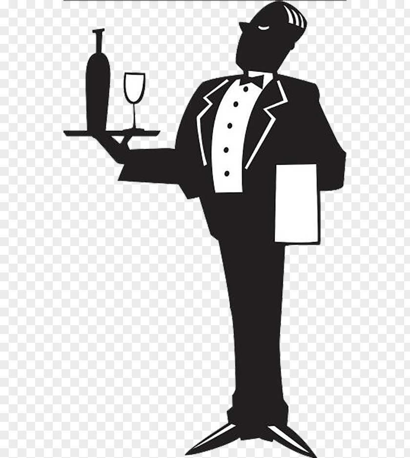 A Servant Holding Glass Of Wine Butler Logo Tray PNG