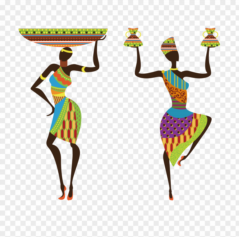 Sub-Saharan Africa Woman Painting PNG Painting, African dancing fashion girl, two woman artwork clipart PNG