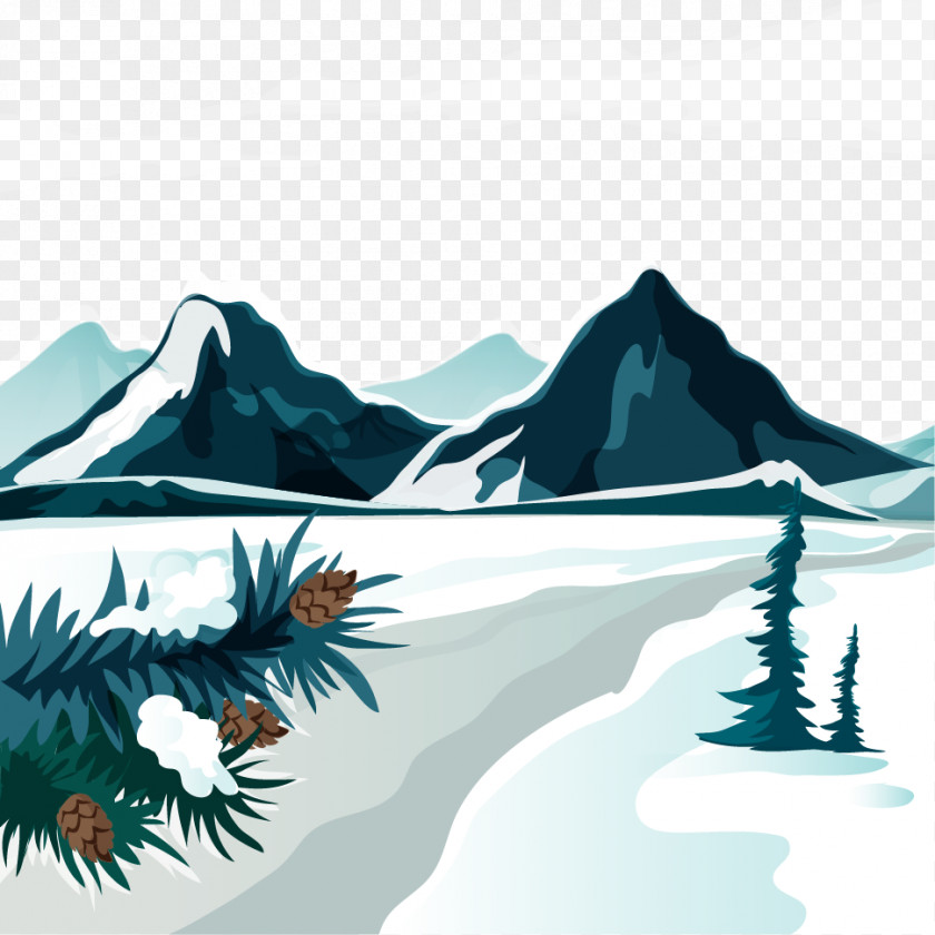 Geometric Mountains Alps Landscape Stock Illustration PNG