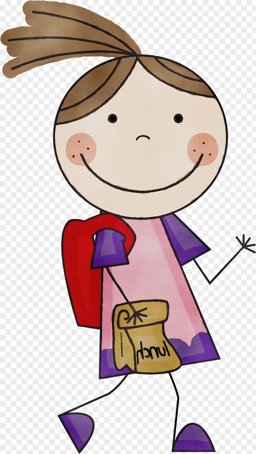Pleased Child Watercolor Cartoon PNG