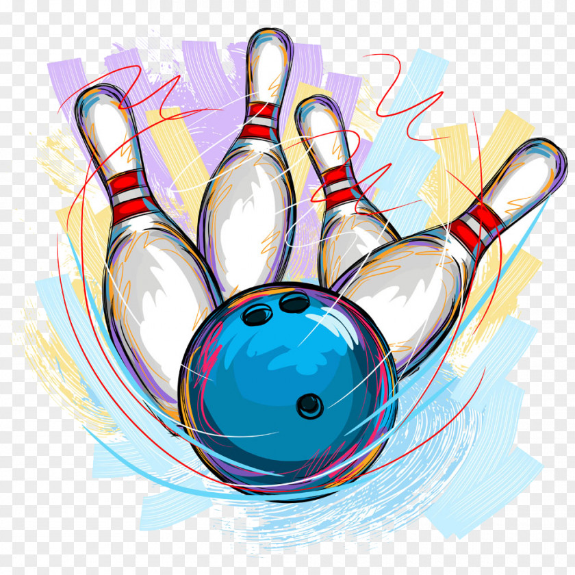 Bowling Material Picture Painted Pin Ball Illustration PNG