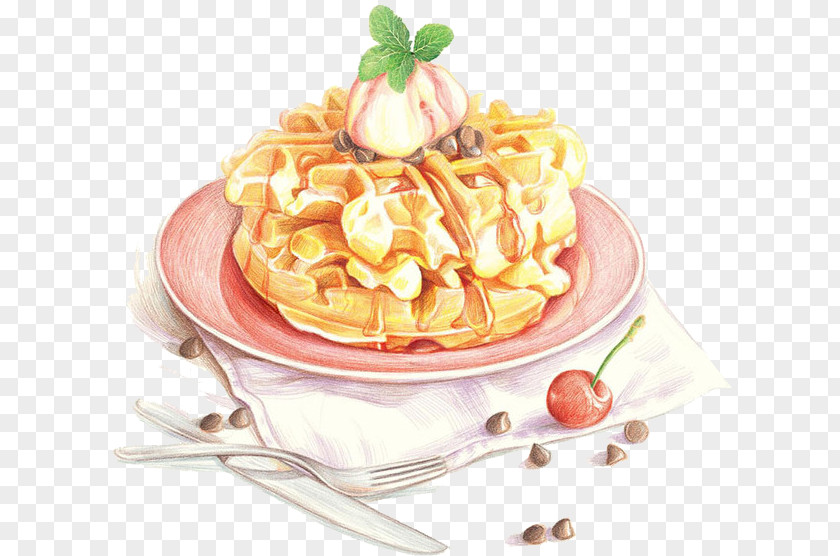 Cake Waffle Pancake Crxeape Food Watercolor Painting PNG