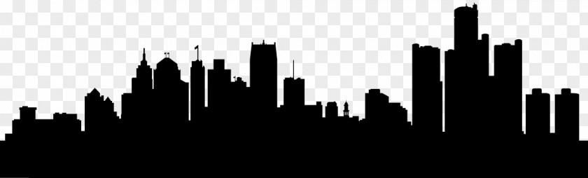 Detroit City Skyline Silhouette Wall Decal Sticker Printing PNG