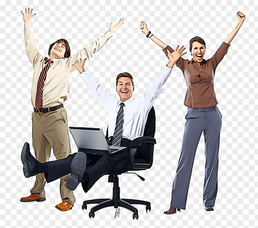 Team Collaboration Social Group Fun Cheering Sitting Gesture PNG