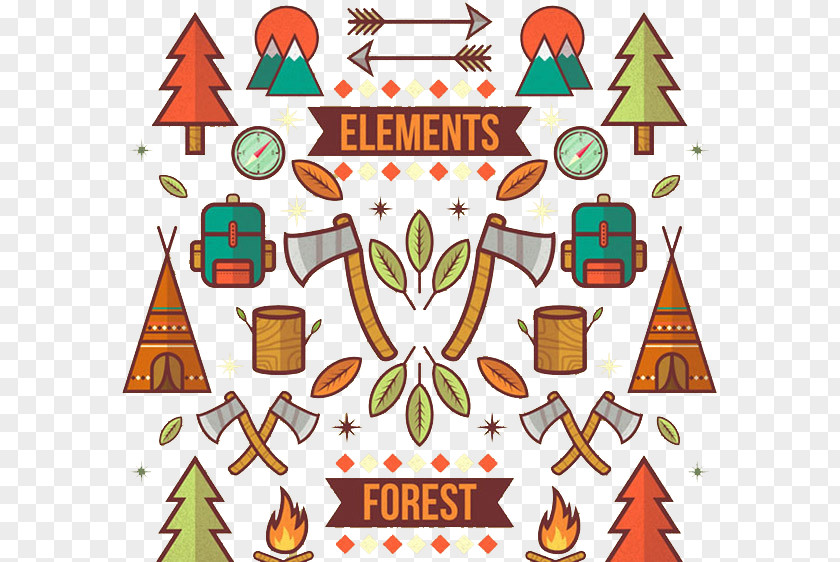 Forest Camping Element Tree Clip Art PNG