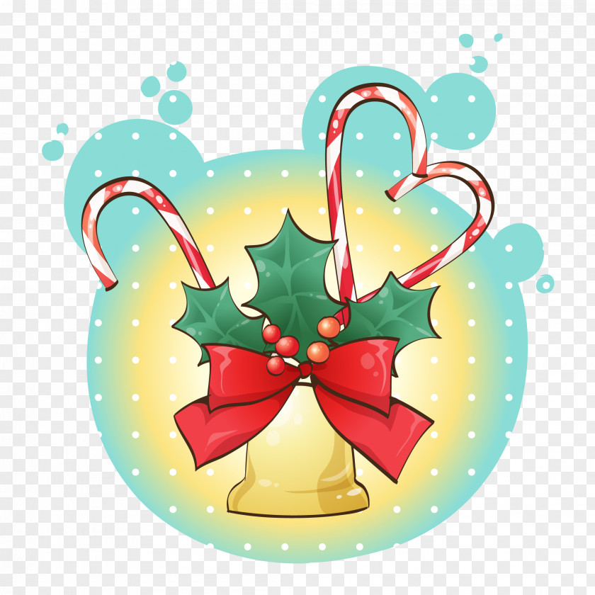 Bow And Leaves Christmas Decoration Card PNG