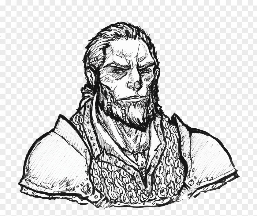 Fighter Dwarf Rpg Facial Hair Sketch Illustration Drawing Human PNG
