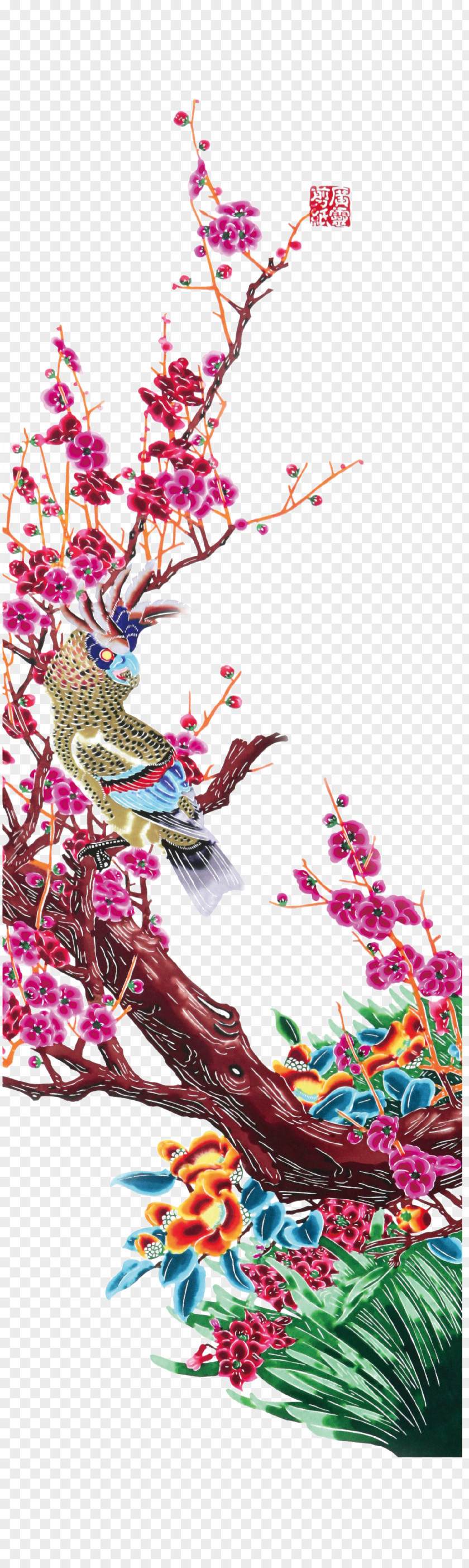 Hand-painted Chinese Style Elements Flower Chinoiserie PNG