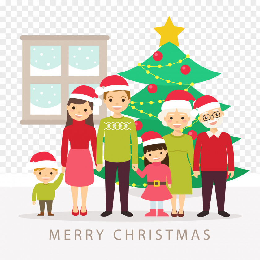 Vector Illustration Family Christmas Tree PNG