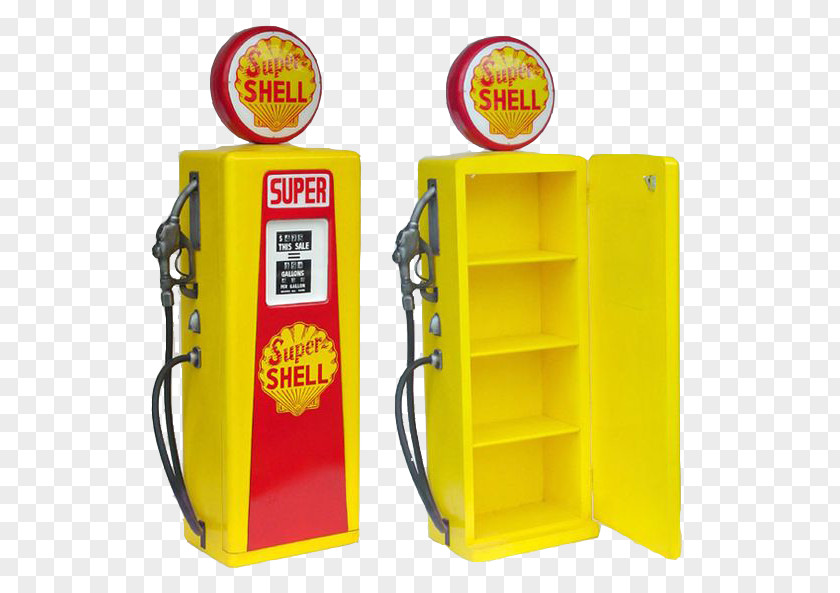 Yellow Refrigerator Car Fuel Dispenser Gasoline Filling Station Pump PNG