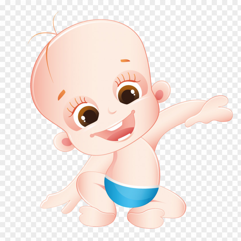 Cute Baby Waving Comics Cartoon Infant Clip Art PNG