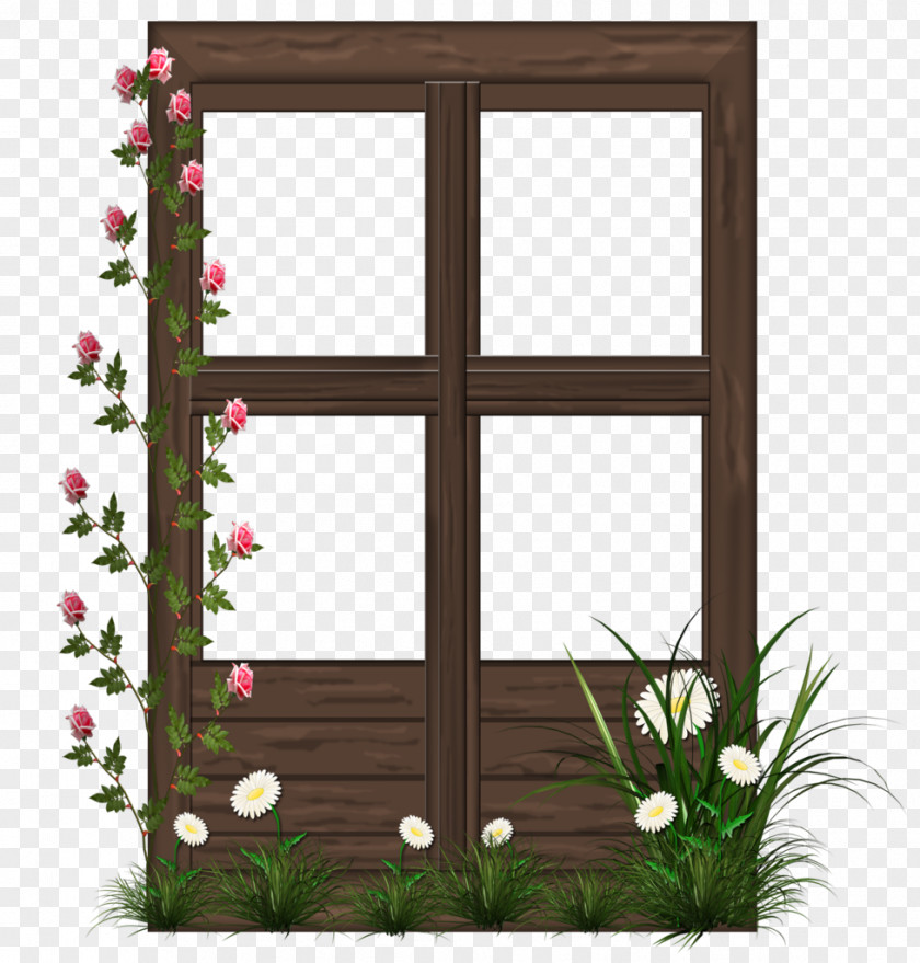 Cartoon Windows Leaves Flowers Window Leaf PNG