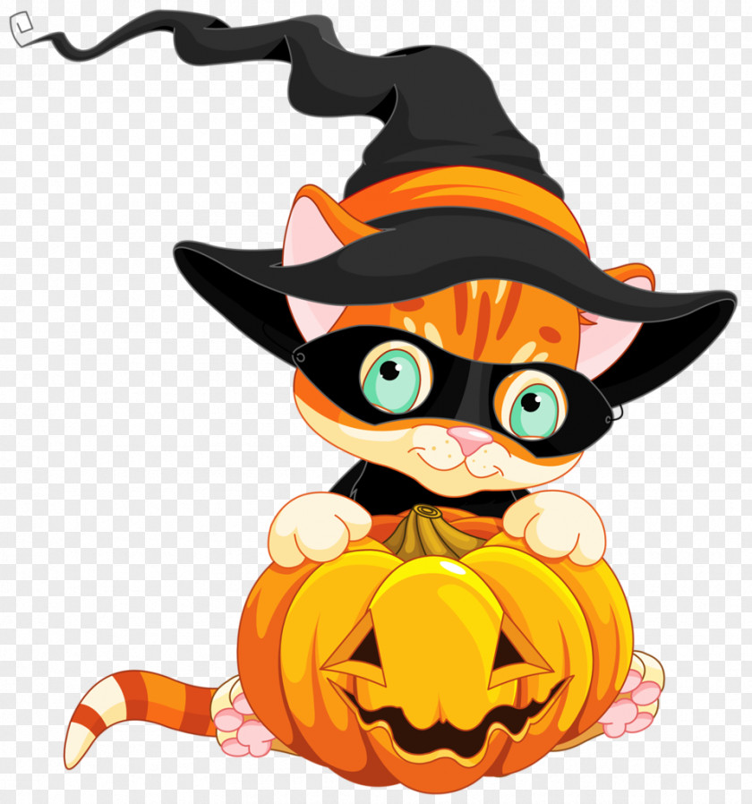 Cat Pumpkin Jack-o'-lantern Halloween Rendering PNG