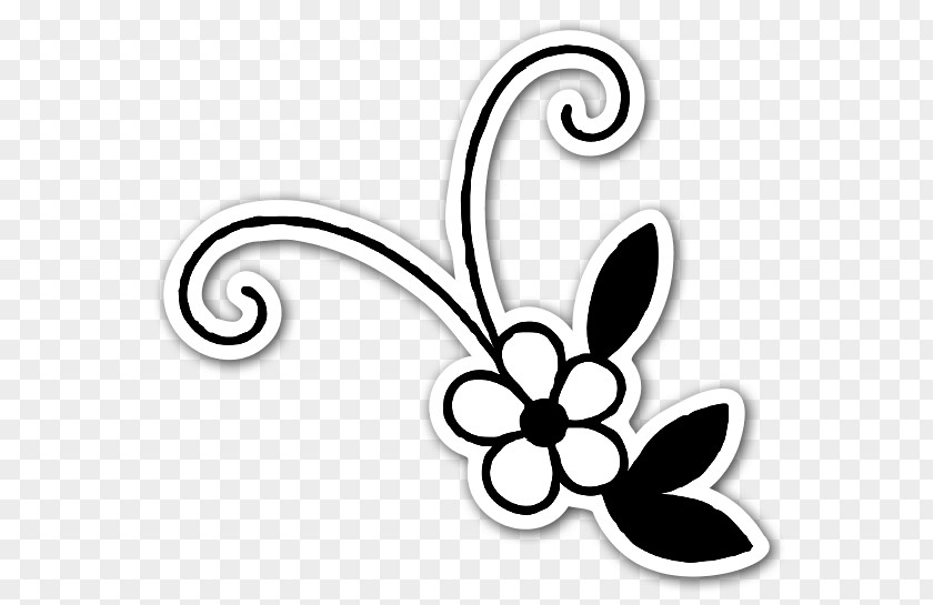 Flower Ornaments Butterfly Black And White PNG