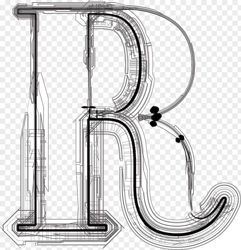 Science And Technology R Trademark Hand-painted Material Letter Drawing Illustration PNG