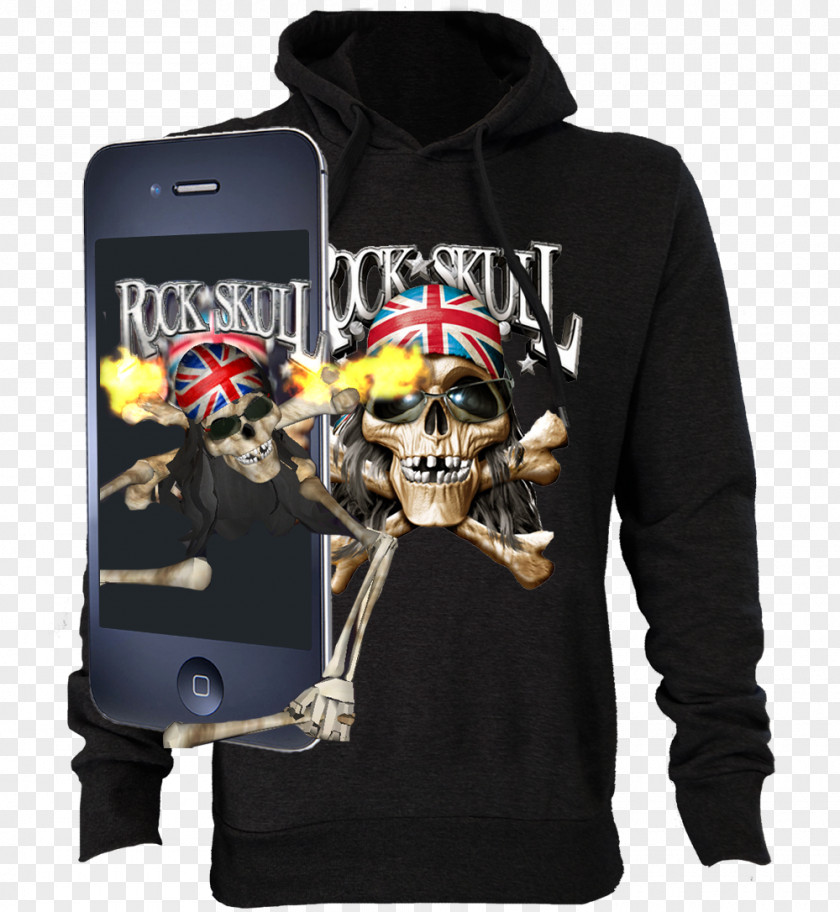 Skull Rock Hoodie T-shirt Sleeve Bluza PNG