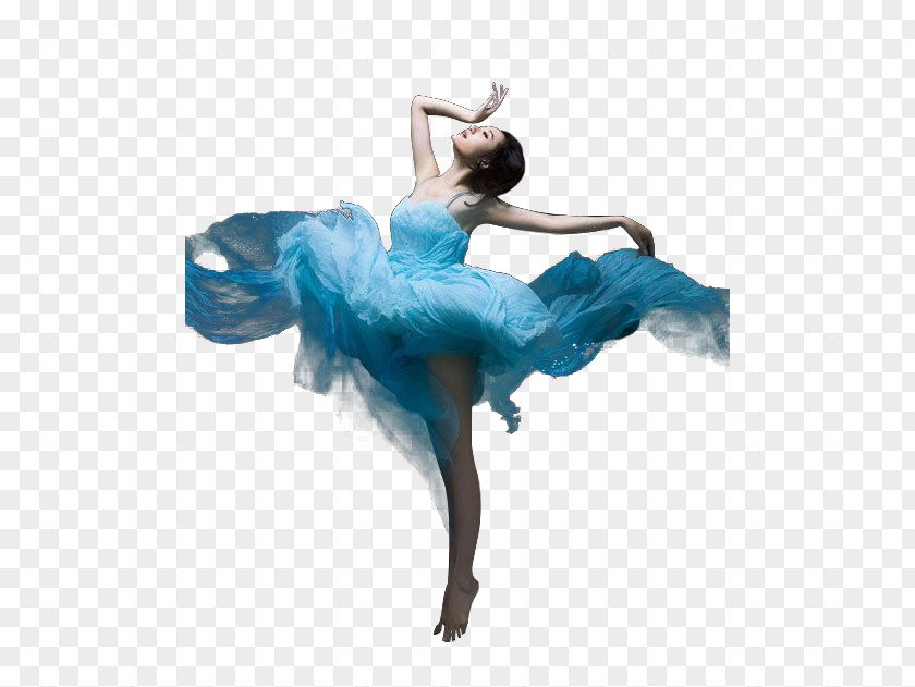 Flowing Blue Woman Modern Dance Tutu PNG