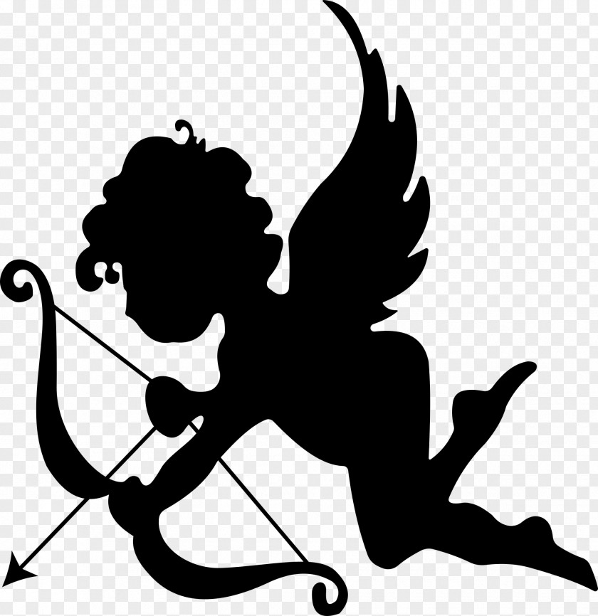 Little Angel Cupid Silhouette Cartoon Clip Art PNG
