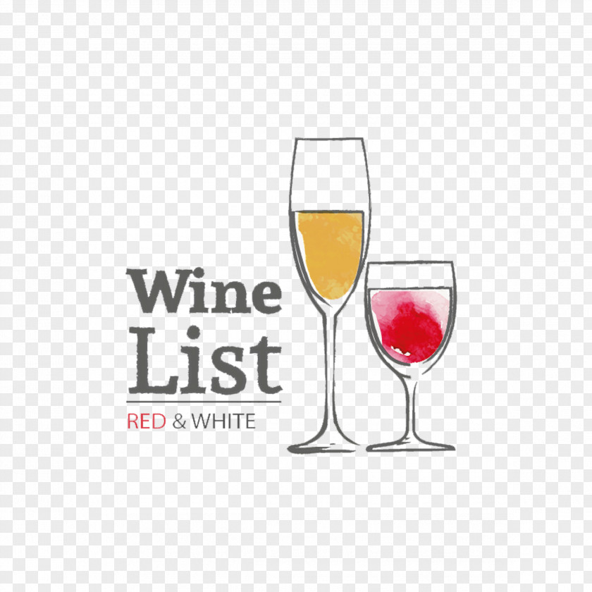Watercolor Style Restaurant Wine List Design Red White Beer Champagne PNG