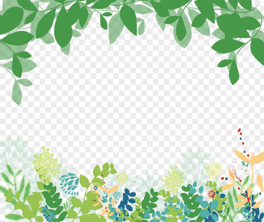 Green Hand Painted Leaf Floral Background CorelDRAW Clip Art PNG