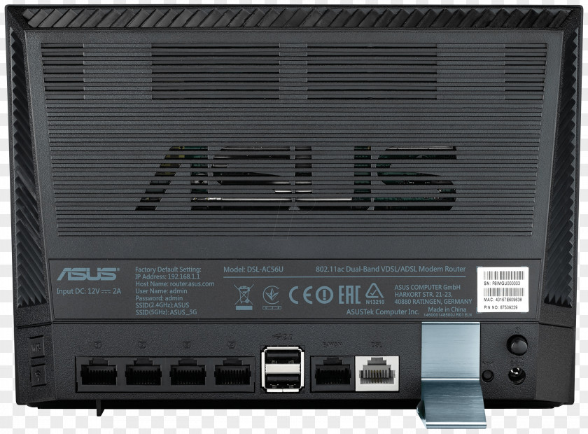 USB DSL Modem ASUS DSL-AC56U Router VDSL IEEE 802.11ac PNG