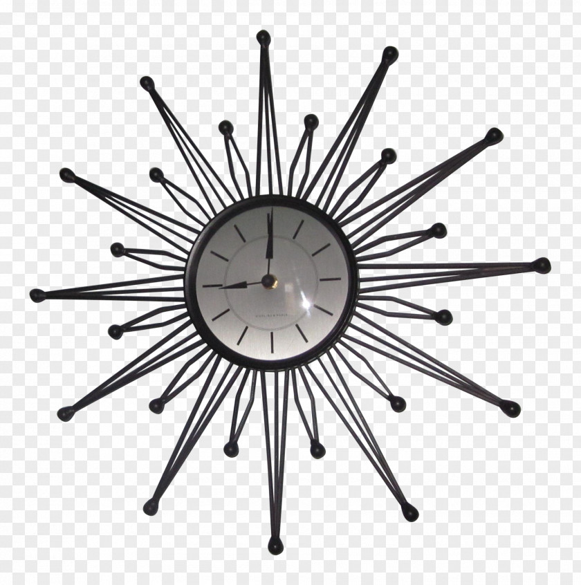 Clock Sterling & Noble Wall Mid-century Modern Retro Style Antique PNG