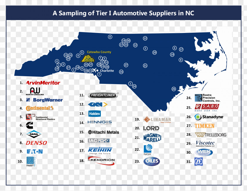 Map Western North Carolina Automotive Industry Manufacturing PNG