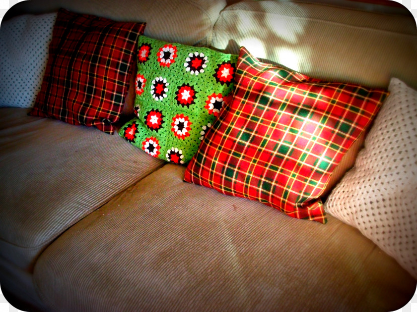 Sofa Cushion Tartan Christmas Stockings Textile PNG