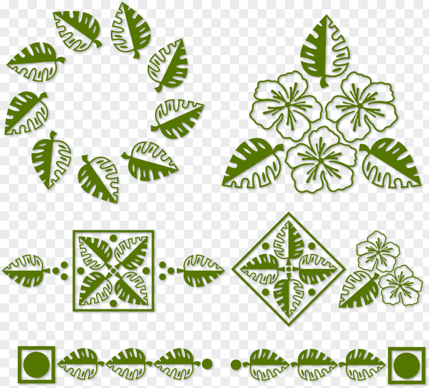 Tropical Leaves Stencil Graphic Design Pattern PNG